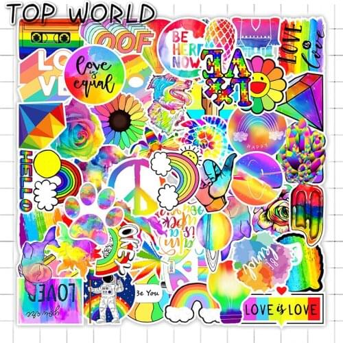 10/50Pcs/set Rainbow Doodle Cartoon Mixed Stickers For Phone Luggage Decals Laptop Diy Case Helmet Guitar Gift Kid Skateboard