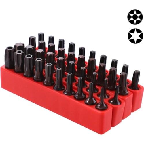 10pcs 25mm Torx Screwdriver Bits with Hole Magnetic Set T20 T25 T6-T40 1/4 Inch Hex Shank Electric Screw Driver Star Bit Set