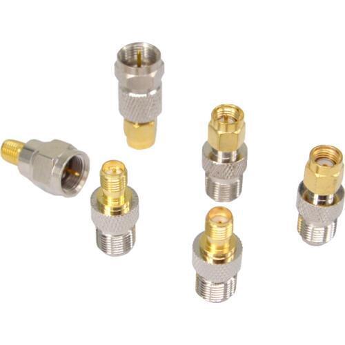 10 Pieces SMA-F RF Connectors Kit SMA to F 6 Type Set RP SMA/SMA Jack/Plug to F Nickel Gold Plated Test converter