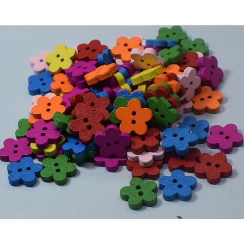 100PCs Buttons Craft Scrapbooking Patchwork Childrens 11MM Mixed Floral Button for Needlework Clothing DIY Sewing Accessories