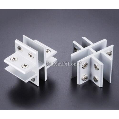 New 2PCS Aluminum Alloy Cross Glass Clamps Clips Board Acrylic Glass Shelf Fixed Holder Brackets No Drilling for 10~12mm