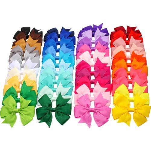 20pcs/lot Grosgrain Ribbon Hair Bow with Clip Girls Boutique Bow Hair Clips Hairpin Baby Newborn Photo Shoot Hair Accessories