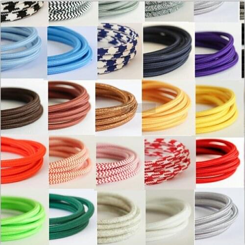 5 Meters DIY Lighting Fixtures Led Lamp Chandelier Electrical Wires 2*0.75mm Color Power Cord Vintage Braided Copper Wire