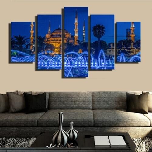 Diamond painting Islamic Blue Turkey Istanbul Sultan Ahmed Mosque Religious Night Scene cross stitch embroidery mosaic decor art