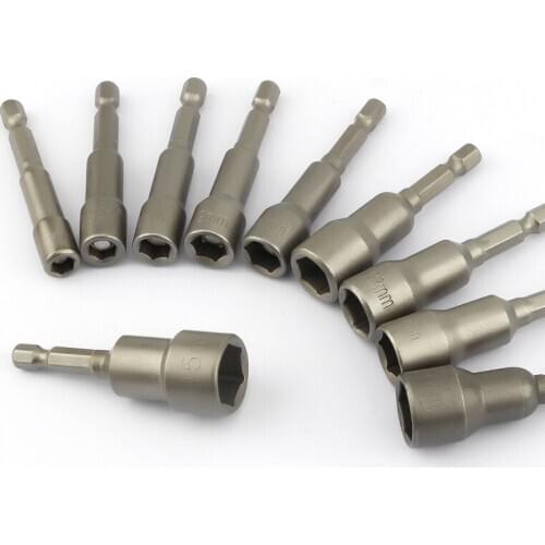 65mm Length Electric Power Magnetic Screwdriver Nut Driver Set Impact 1/4" Hex Shank Metric Wrench Socket Bit Crv 6-24mm