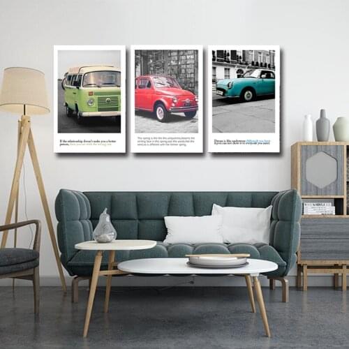The car High definition canvas wall art Inspirational quotes triptych Modern Home Decoration