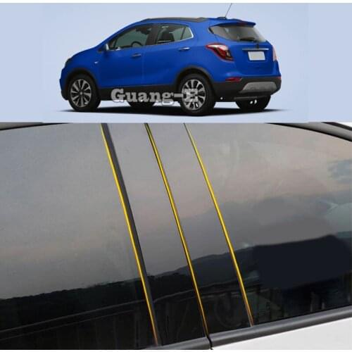 Car PC Material Pillar Post Cover Door Trim Window Piano Black Molding Sticker Plate 12pcs For Buick Encore 2013-2019
