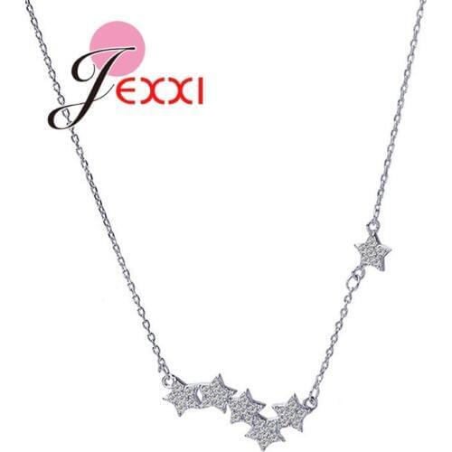 Fast Shipping Genuine 925 Sterling Silver Charm Necklace Bright Stars Pendant Super Nice Women Fashion Jewelry For Dance/Party