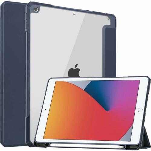 TPU Cover for 2019 iPad 7 Case Stand Hard Protective Leather Case with pencil holder For iPad 8th Generation 10.2 inch Flip Case
