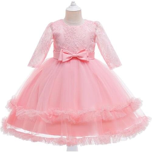 Christmas Children Dress Lace Princess Dress Flower Girls Long SleevesDress Kids Dresses 4-10 Years Halloween Girls Party Dress