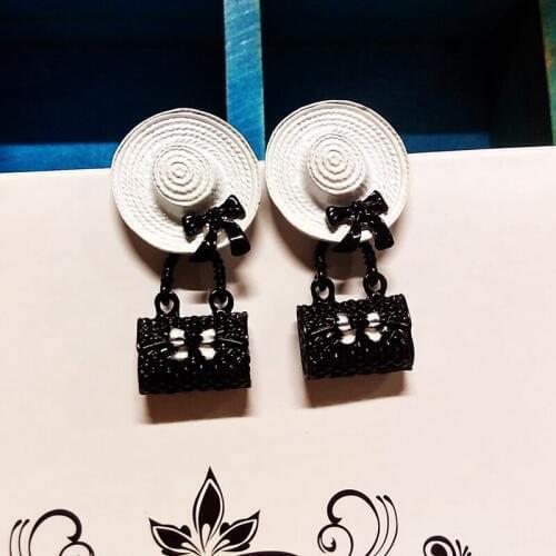 Mimiyagu designer trendy style earring jewelry for women white cap match black bag for lady earring