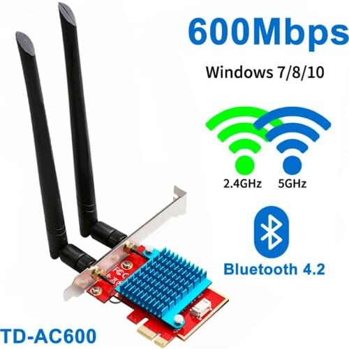 Dual band 600Mbps Bluetooth 4.2 PCIe Wireless Wifi Adapter For PC Desktop Windows 7 8 10 Wi-Fi Antenna Card 2.4G/5G 802.11ac