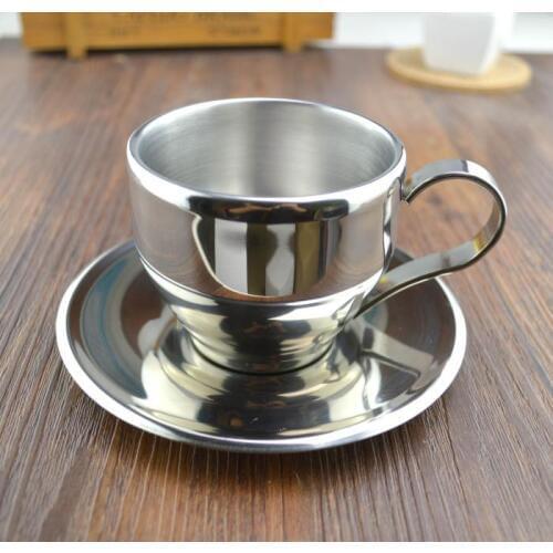 304 Stainless steel double layer coffee cup set flower tea cup espresso mug coffee cups
