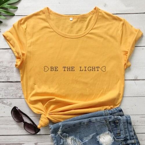 Be The Light Heart T-shirt Women Religious ChristianTshirt Catholic Unisex Short Sleeve Inspirational Quotes Top Tee Shirt