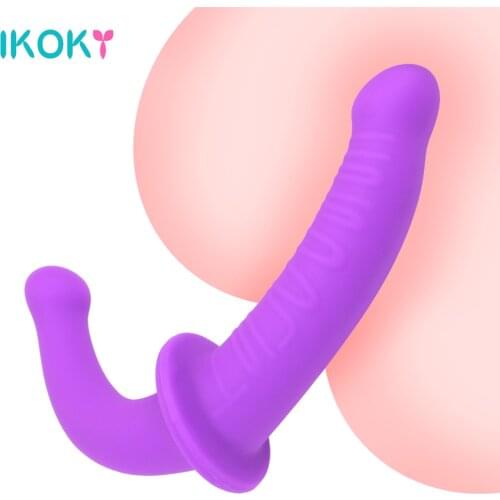 IKOKY Dildos Anal Plug Dual Penis Head Female Masturbation Strap-on Dildo Sex Toys for Lesbian Flexible Double Long Dildo Penis