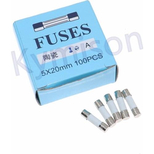 100pcs Ceramic Fuse 5*20mm 250V Fast Blow F 0.5A 1A 2A 3A 3.15A 4A 5A 6A 6.3A 8A 10A 15A 20A 25A 30A Cylindrical Ceramic Fuse