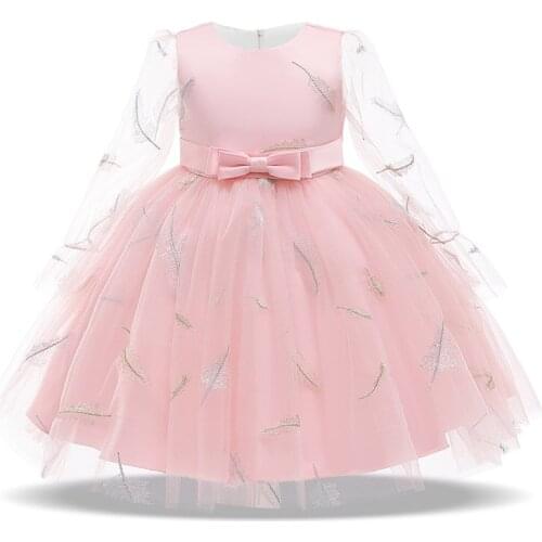 2020 Summer Dress For Girls Lace Long Sleeve Kids Children Clothes Evening Dress for Wedding Girls Party Birthday Princess Dress