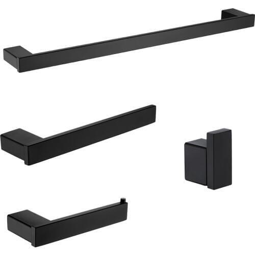 Matte Black SUS 304 Stainless Steel Bathroom Hardware Set Robe Hook Towel Bar Toilet Paper Holder Bathroom Accessories