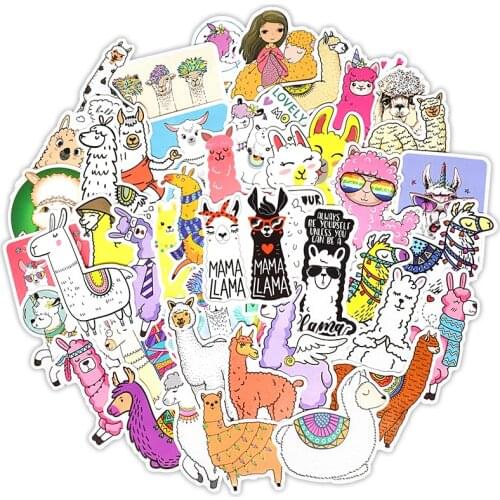 50PCS Llama Alpaca Cute Sticker Kawaii Cartoon Camel Sheep Animal Stickers For Case Kids Reward Scrapbooking Bike Car Decal