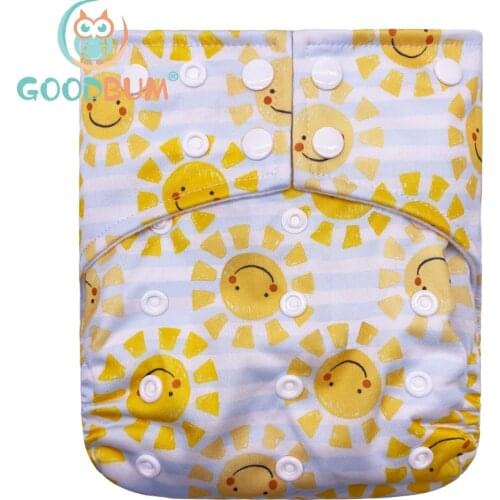 Goodbum 2020 Waves Printed Washable Adjustable Double Gusset Square Cloth Nappy For Baby Diaper