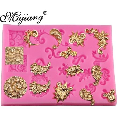 Mujiang Baroque Scrolls Silicone Fondant Molds Cake Decorating Tools Flower Vine Cupcake Candy Chocolate Sugar Craft Moulds