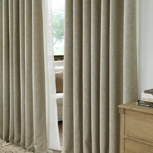 New Simple Modern Curtain High Shading Imitation Linen Solid Color Imitation Linen Finished Curtains for Living Room Bedroom