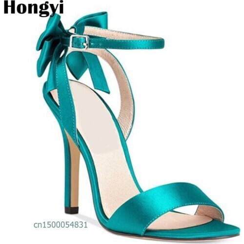 Hongyi 2018 New Fashion Women Cross Strap Sandals Sexy High Heels Party Shoes Buckle Bowtie Knor Stilettos Plus Size 34-43
