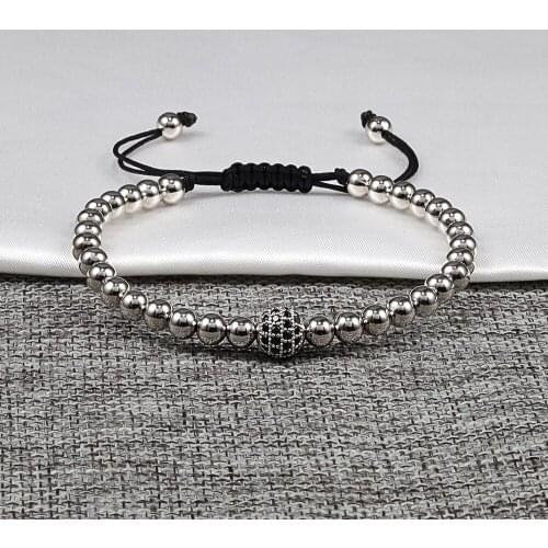Micro Pave Cz Copper Beads Bracelet Disco Ball Charm Adjusted Rope Braided Bangles For Women Men Classic CZ Jewelry bileklik
