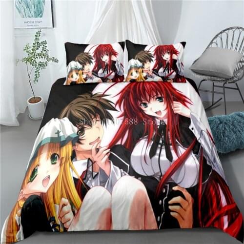 High School DxD 3D Printed Anime Bedding Set Duvet Covers King Queen Size Pillowcases Comforter Bedclothes Custom Bed Linen