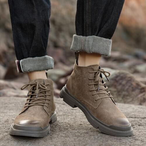 Western work casual home leather cowboy for summer vintage boot waterproof shoes mens mens top MEN coturno Mens man Winter men