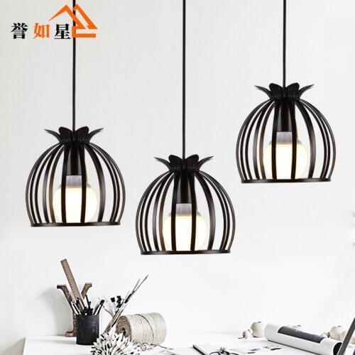 E27 Simple modern wrought iron nordic study creative personality single head restaurant chandeliers