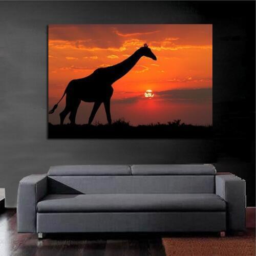 Handpainted Giraffe animal oil painting Sunset Scenery Hang Pictures Modern Wall Art Animal Oil Painting On Canvas wall Decor