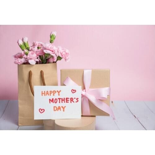 Happy Mothers Day Pink Flowers and Gifts Backdrop Room Decor Photo Booth Studio Prop