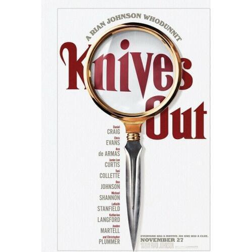 Knives Out Rian Johnson Movie Chris Evans Daniel Craig Film Silk Fabric Wall Poster Art Decor Sticker Bright