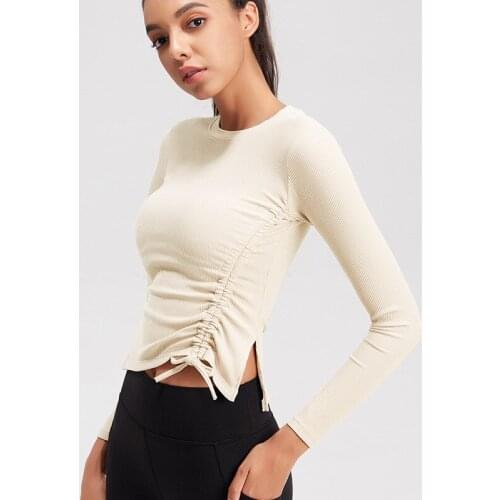 Gym Sport Shirt Women Yoga Tops Long Sleeve Quick Dry Breathable Workout Fitness T-shirt Clothes Solid Color High Elastic