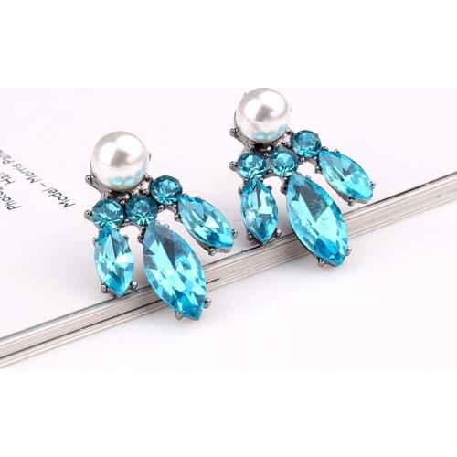 TODOX brand New imitation pearl Women Earrings Retro Geometric bohemia colorful Crystal Acrylic earpins Female Elegant gifts