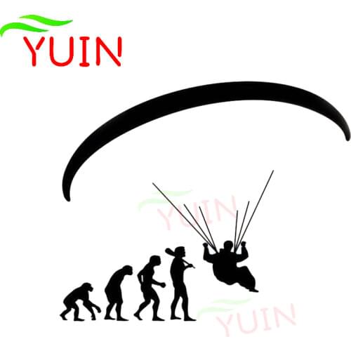 Fashion Human Evolution Paraglider Car Sticker Cartoon Motorcycle Decal PVC Body Window Bumper Decoration Waterproof Decals