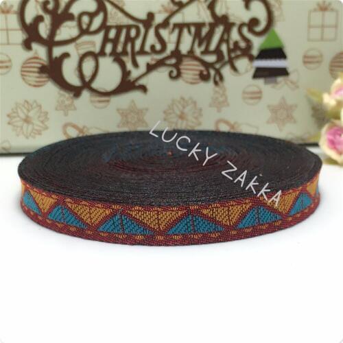 1/2"(12mmx15y/sets) 100% polyester Woven Jacquard ribbon Orange blue Geometric series lace bracelet accessories ribbon