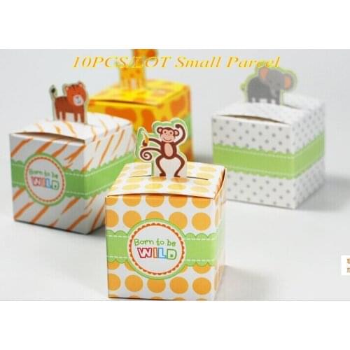 10 pieces/lot) Animal Baby candy box for jungle-themed favor box newborn baby shower favor box and baby party favors