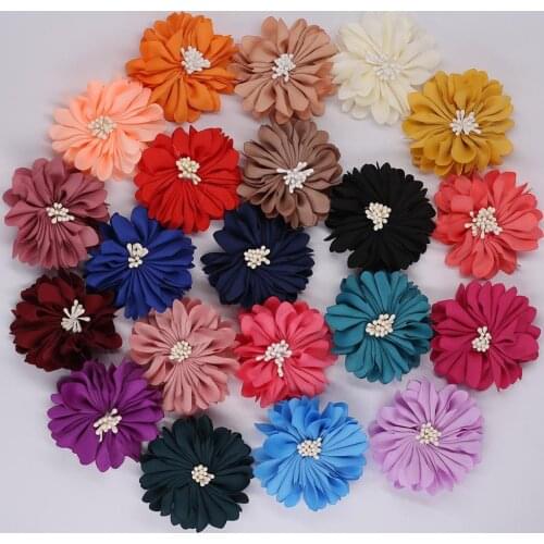 10Pieces/Lot Size 5.5CM Cloth Daisy Flower Silk Fabric Flowers Handmade Clothing DIY Accessories Girl Hair Cloth Decoration