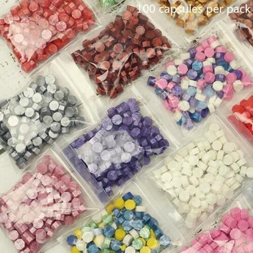 100 pcs in 1 bag Wseal stamp wax Vintage Wax Seal Stamp Tablet Pill Beads for Envelope Wedding Seal Ancient Sealing Wax