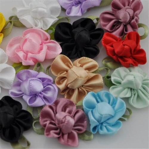 20pcs Ribbon Flower Bows Appliques wedding DIY craft Lots mix B026