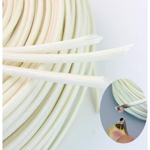 3 M ID 1mm ~ 40 mm Braided Fiberglass Sleeve 600 Deg.C High Temperature Chemical Glass Fiber Tube Fiberglass Sleeving White