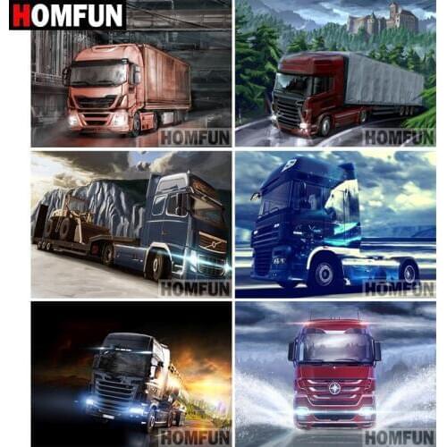 HOMFUN 5D DIY Diamond Painting Full Square/Round Drill "Big truck" 3D Embroidery Cross Stitch gift Home Decor Gift A07955