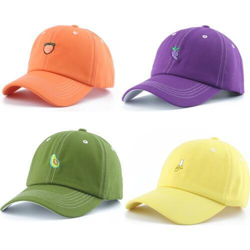 2019 New Fruit Embroidery Baseball Cap 100% Cotton Dad Hat Men Women Summer Adjustable Snapback Hip Hop Cap