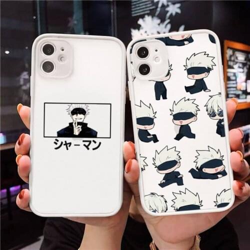 Jujutsu Kaisen Phone Case For iPhone 12 11 Mini Pro XR XS Max 7 8 Plus X Matte transparent White Back Cover