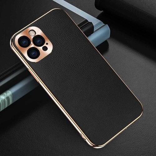 Genuine Leather Case For Iphone 12 Pro Max Case For 12 Mini Cover Plating Cd Pattern Lens Coque For Iphone 12pro Cases Fundas