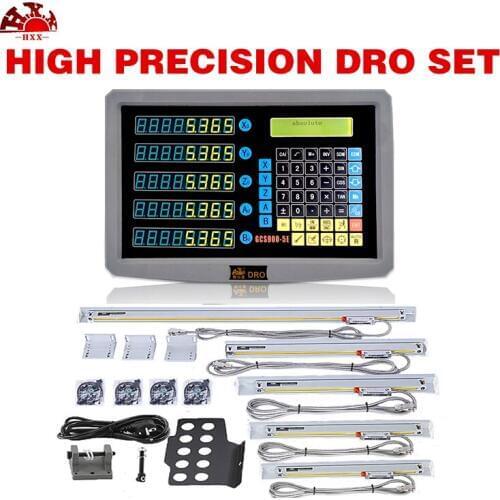 Professional new 5 axis dro digital readout display with 5 pcs 5u linear scale/sensor/encoder for milling/lathe/grinding