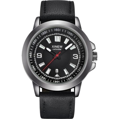 Top Famous Brand Watches Mens Fashion Leather Date Quartz Wristwatches Men Military Sports Watch Montres de Marque de Luxe Black