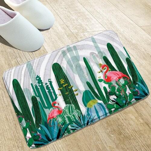 Cactus bathroom mat tropical plants kitchen flannel absorbent mats front door welcome Rugs home decor items non-slip washable